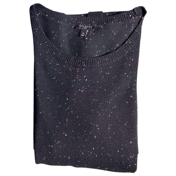 Talbots Side Tie Sweater Dress Black White Speckled Long Sleeve Size 1X - Picture 16 of 16